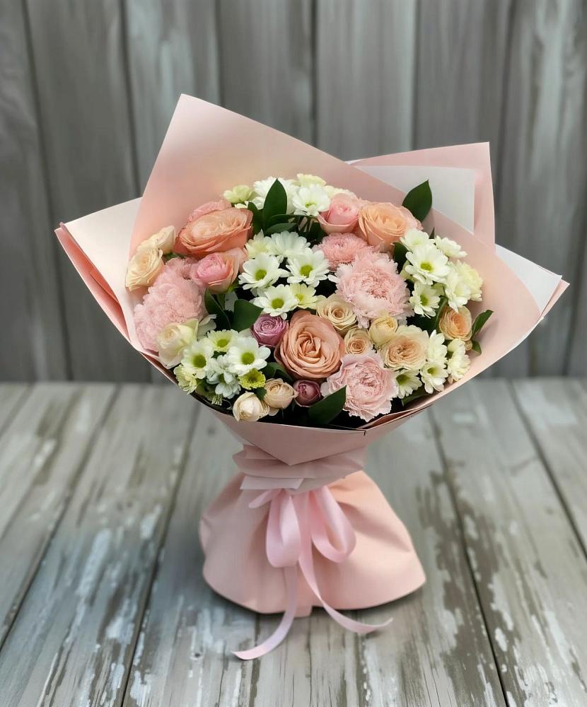 Букет цветов из: Гвоздики, Розы и Хризантемы в поселок Станции Манихино