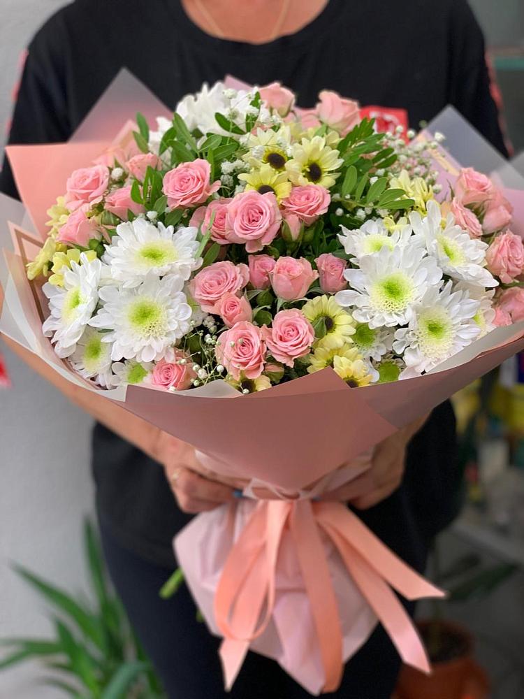 Букет цветов из: Розы и Хризантемы в поселок Станции Манихино