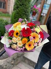 Букет цветов из:  Герберы, Ромашки, Хризантемы, Розы и Подсолнухи #REPLACE_PRED# поселок Станции Манихино