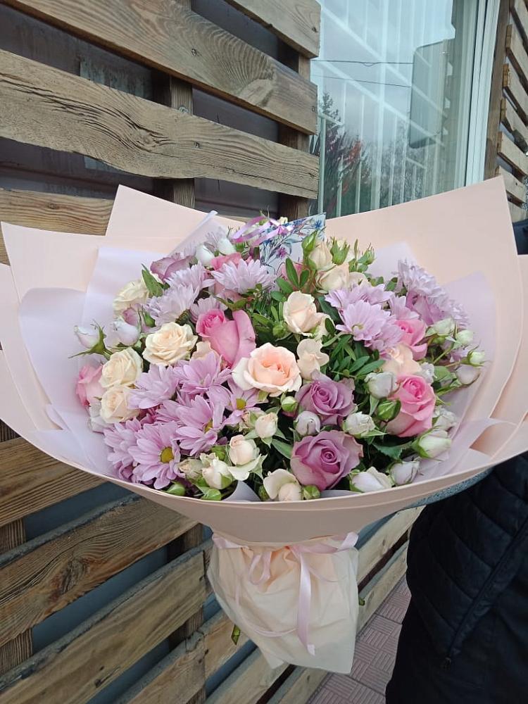 Букет цветов из: Розы и Хризантемы в поселок Станции Манихино