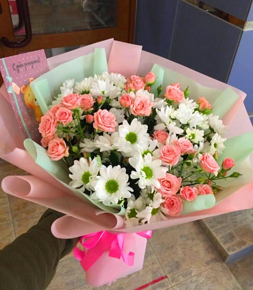 Букет цветов из: Розы и Хризантемы в поселок Станции Манихино