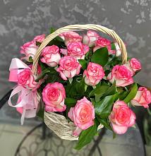 Цветочная композиция из Розы в корзине #REPLACE_PRED# поселок Станции Манихино