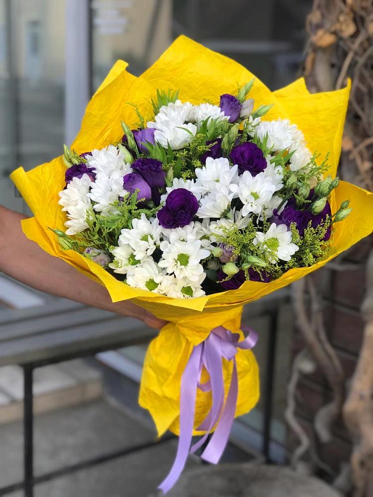 Букет цветов из: Ирисы, Хризантемы и Ромашки в поселок Станции Манихино