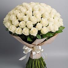 Букет 101 беля роза Белоснежка в поселок Станции Манихино