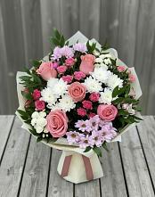 Букет цветов из:  Альстромерии, Гвоздики, Розы и Хризантемы #REPLACE_PRED# поселок Станции Манихино