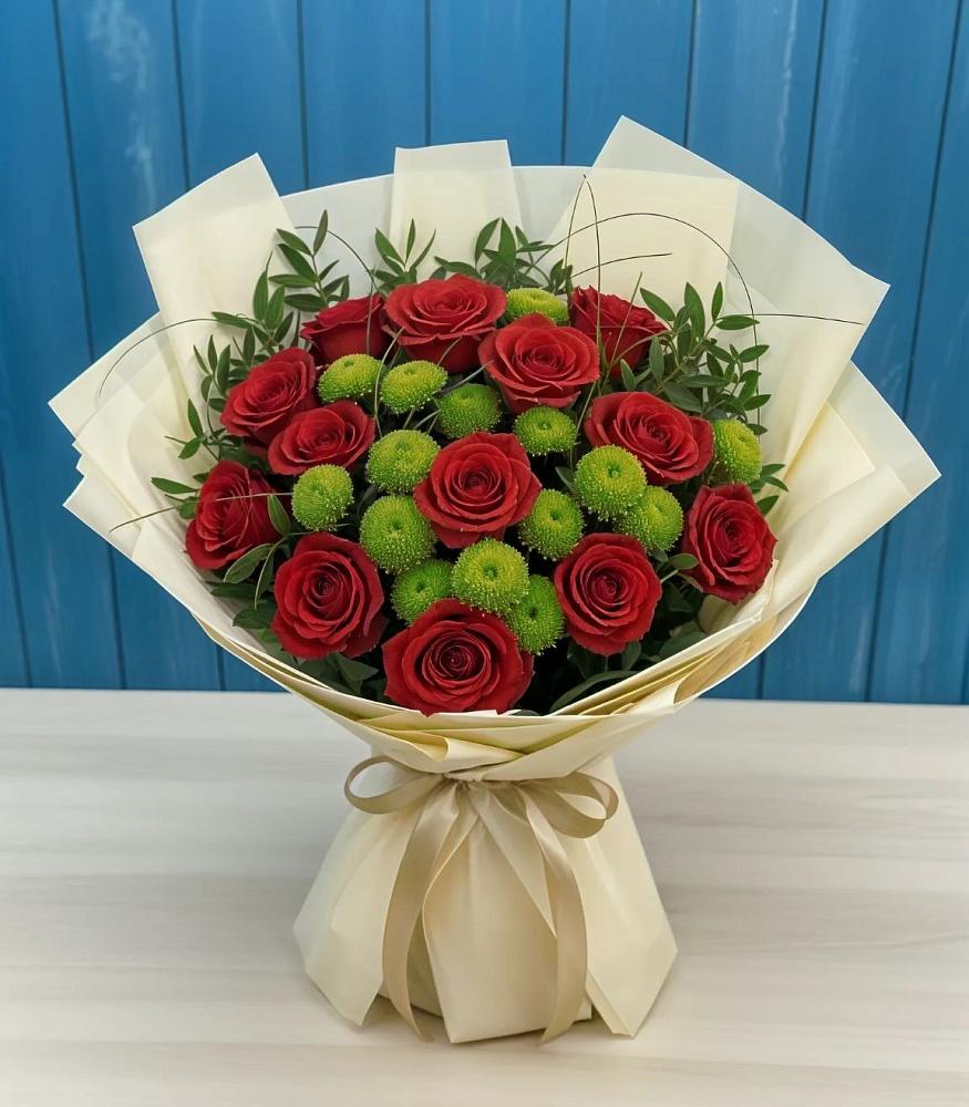 Букет цветов из: Розы и Хризантемы в поселок Станции Манихино