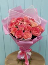 Букет 15 Розовых роз Равель в поселок Станции Манихино