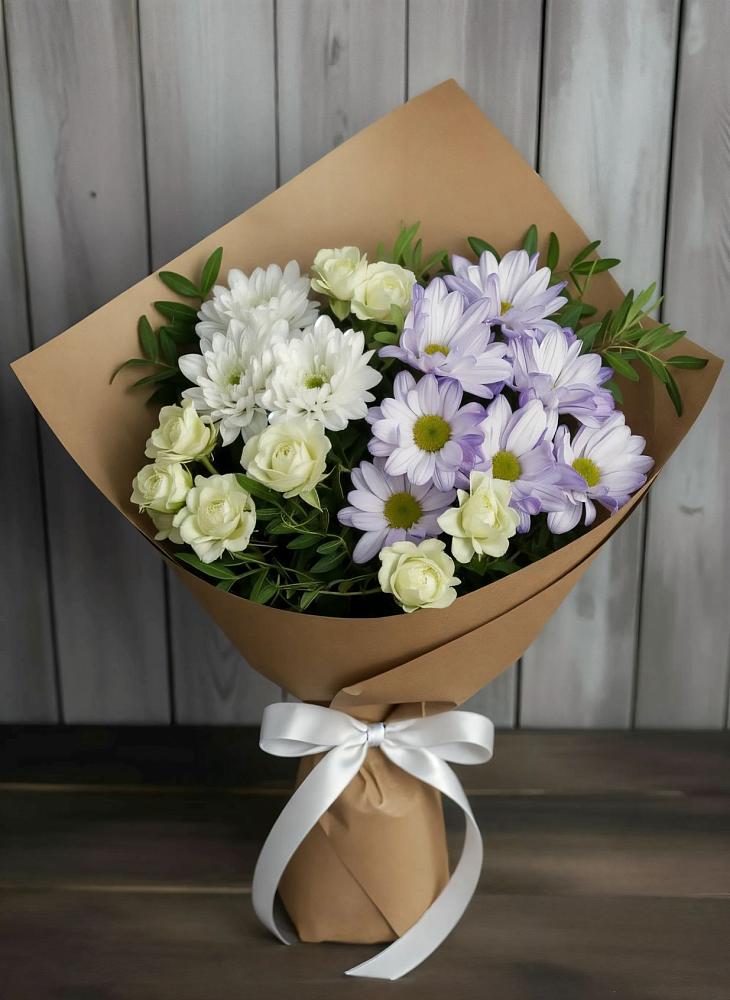 Букет цветов из: Хризантемы и Розы в поселок Станции Манихино