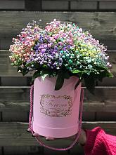 Цветочная композиция из Гипсофила и Розы в шляпной коробке #REPLACE_PRED# поселок Станции Манихино